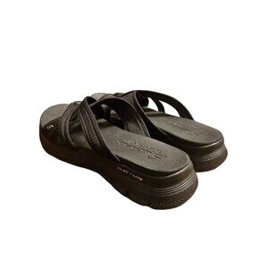 Skechers Women Sz 8 / 8.5  Yoga Foam Sandal Black Flip Flop Flex-Lite  Slip-On